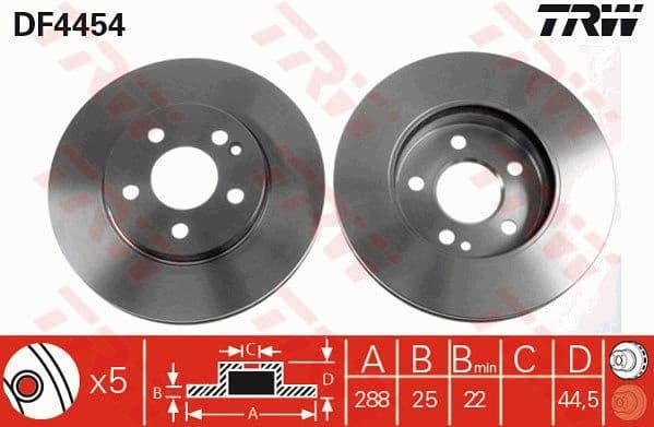 Brake discs kit front (2pcs), Top Quality DF4454 - image 3