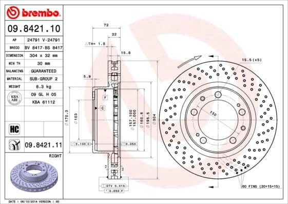 Brake Disc PRIME LINE - UV Coated 09.8421.11