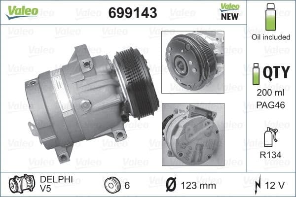 Compressor, air conditioning VALEO CORE-FLEX 699143