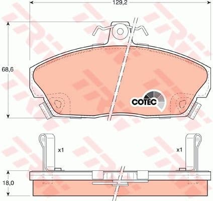Brake Pad Set, disc brake COTEC GDB496