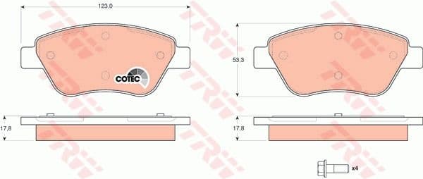Brake Pad Set, disc brake COTEC GDB1579
