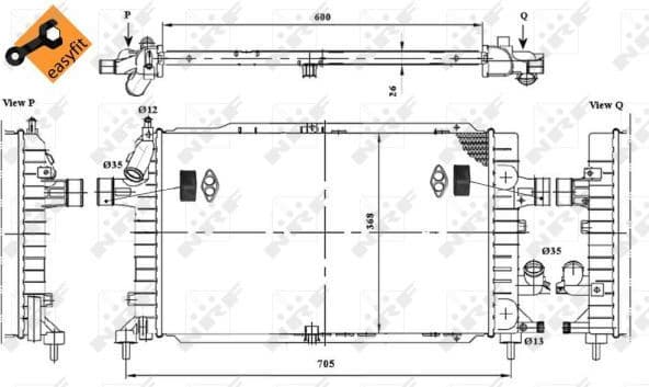 Radiator, engine cooling EASY FIT 53447