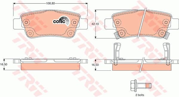 Brake pads rear, Top Quality GDB3446