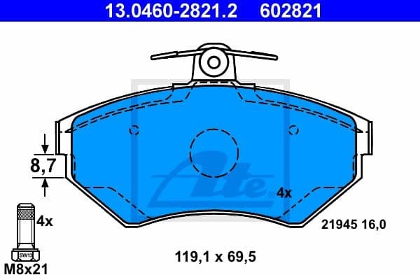 Brake Pad Set, disc brake 13.0460-2821.2 - image 2