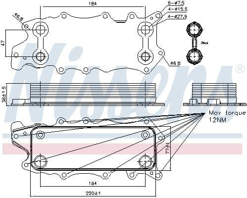 Oil Cooler, engine oil ** FIRST FIT ** 90784