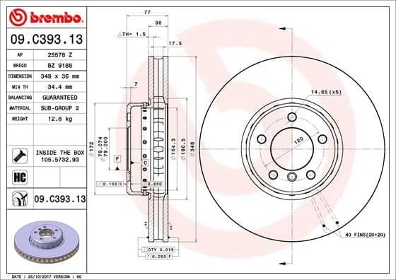 Brake Disc PRIME LINE - Composite 09.C393.13