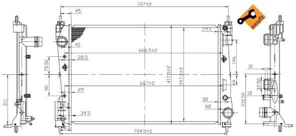 Radiator, engine cooling EASY FIT 53455