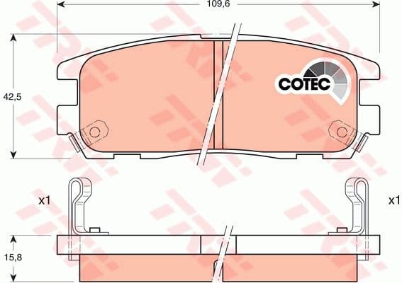 Brake Pad Set, disc brake COTEC GDB1187