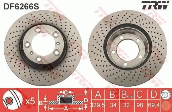 Brake Disc TRW SINGLE DF6266S