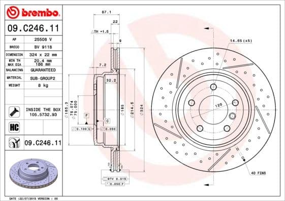 Brake Disc PRIME LINE - UV Coated 09.C246.11
