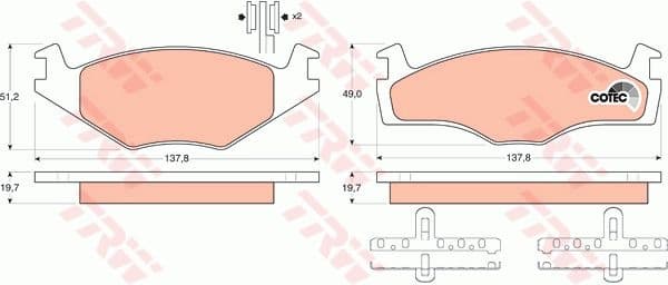 Brake Pad Set, disc brake COTEC GDB454