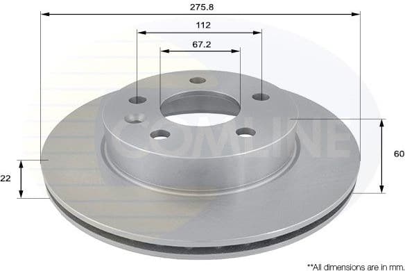 Brake disc, 1pcs FRONT ADC1608V - image 2