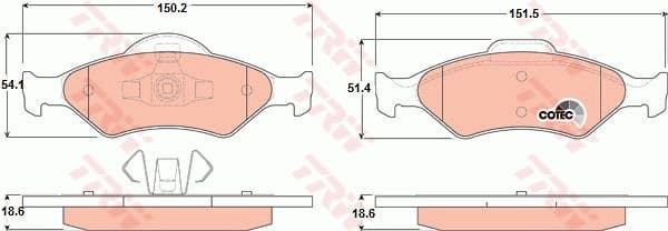 Brake Pad Set, disc brake COTEC GDB1418