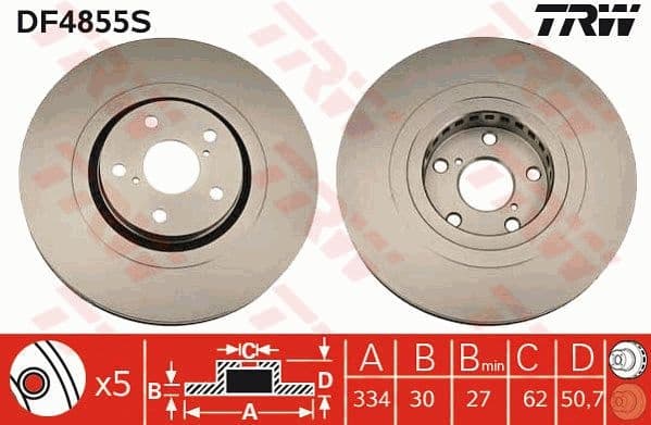 Brake Disc TRW SINGLE DF4855S