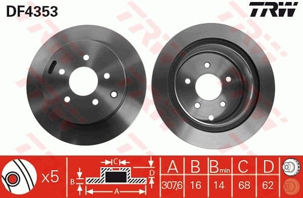 Brake discs kit rear, (2pcs), Top Quality DF4353 - image 4