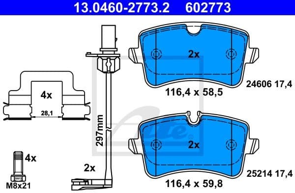 Brake Pad Set, disc brake 13.0460-2773.2
