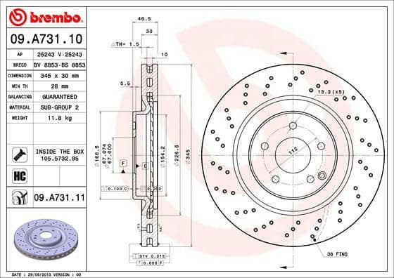 Brake Disc PRIME LINE - UV Coated 09.A731.11