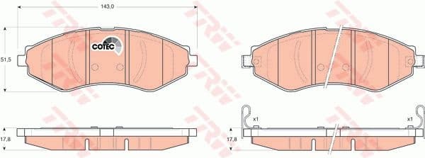 Brake Pad Set, disc brake COTEC GDB3347