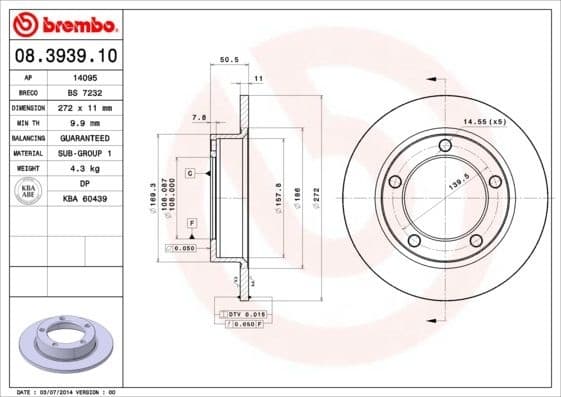Brake Disc PRIME LINE 08.3939.10