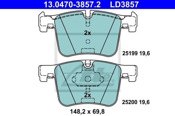 Brake Pad Set, disc brake ATE Ceramic 13.0470-3857.2