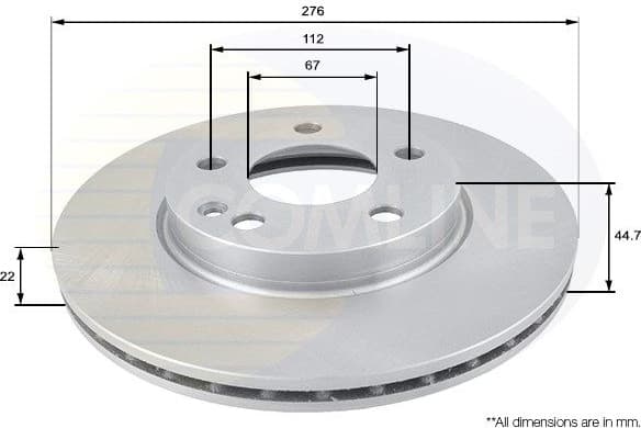 Brake disc, 1pcs FRONT ADC1642V