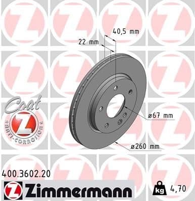 Brake Disc COAT Z 400.3602.20