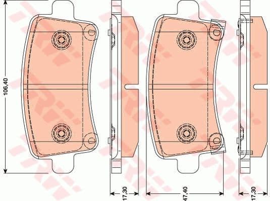 Brake pads rear, Top Quality GDB1784