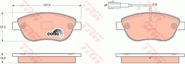 Brake Pad Set, disc brake COTEC GDB1655