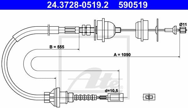 Cable Pull, clutch control 24.3728-0519.2 - image 2