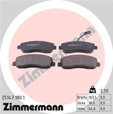 Brake Pad Set, disc brake 25147.180.1
