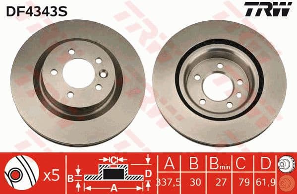 Brake Disc TRW SINGLE DF4343S