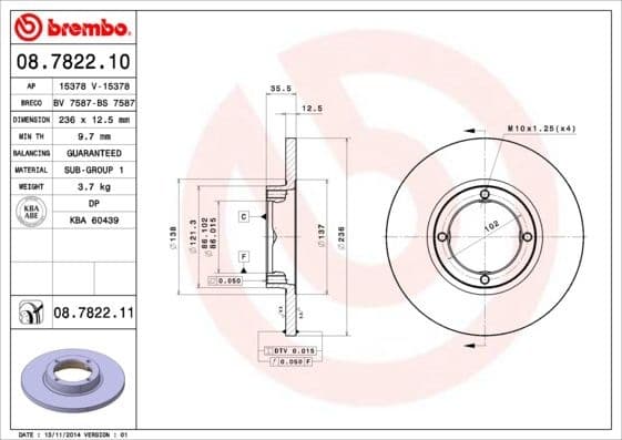 Brake Disc PRIME LINE 08.7822.10