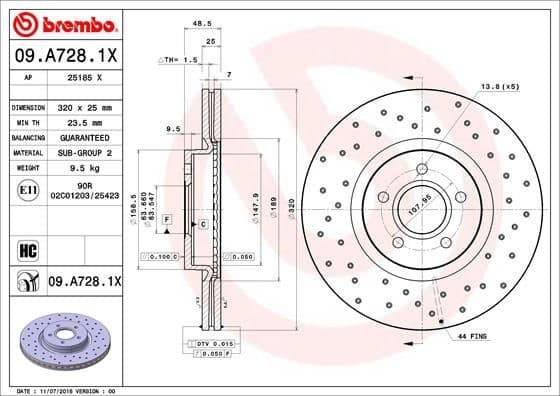 Brake Disc XTRA LINE - Xtra 09.A728.1X