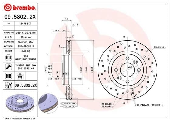 Brake Disc XTRA LINE - Xtra 09.5802.2X
