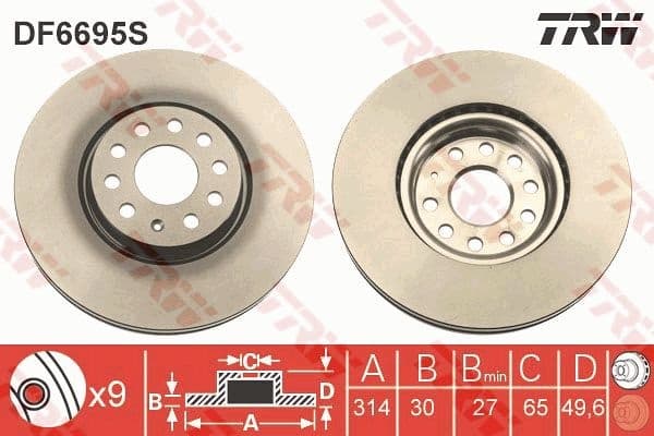 Brake Disc TRW SINGLE DF6695S