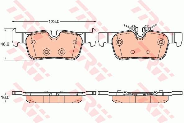 Brake pads rear, Top Quality GDB2063