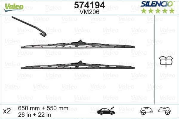 Wiper Blade SILENCIO CONVENTIONAL SET 574194