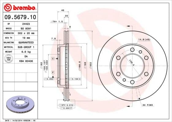 Brake Disc PRIME LINE 09.5679.10