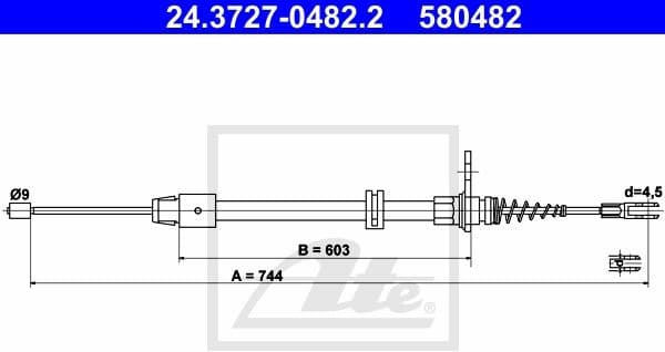 Cable Pull, parking brake 24.3727-0482.2