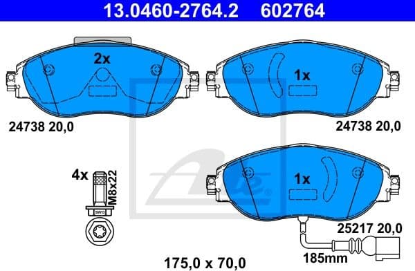 Brake Pad Set, disc brake 13.0460-2764.2