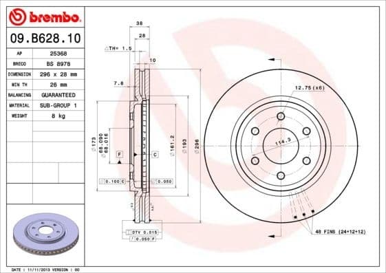 Brake Disc PRIME LINE 09.B628.10