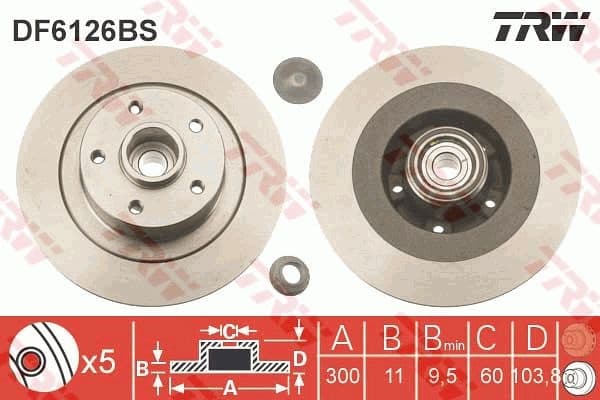 Brake Disc TRW SINGLE DF6126BS