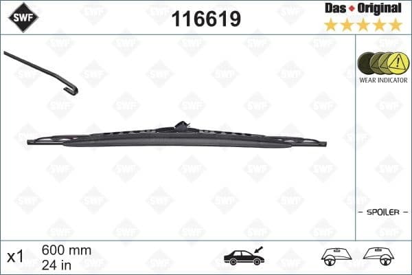 Wiper Blade DAS ORIGINAL SINGLE 116619