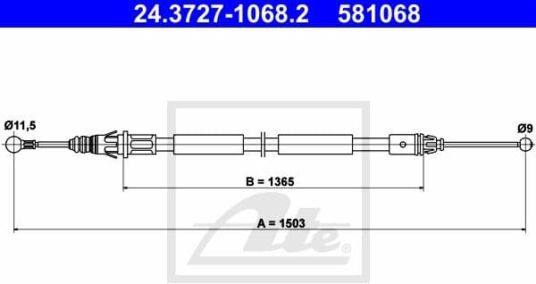 Cable Pull, parking brake 24.3727-1068.2