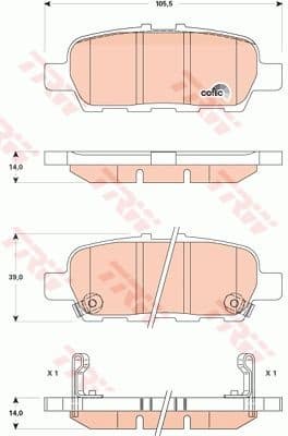 Brake Pad Set, disc brake COTEC GDB3508
