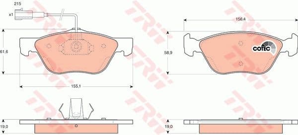 Brake Pad Set, disc brake COTEC GDB1445