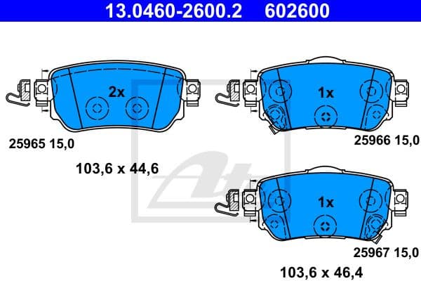 Brake Pad Set, disc brake 13.0460-2600.2
