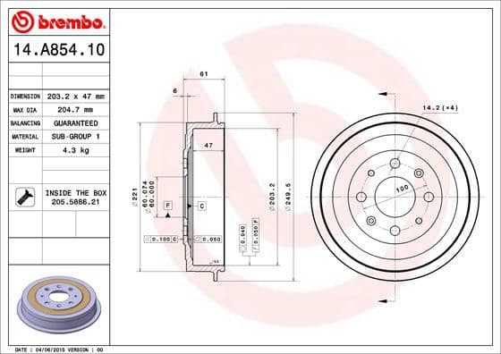 Brake Drum ESSENTIAL LINE 14.A854.10