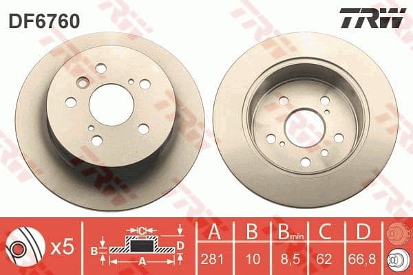 Brake discs kit rear, (2pcs), Top Quality DF6760