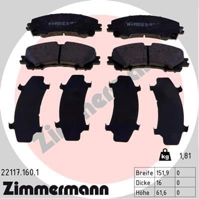 Brake Pad Set, disc brake 22117.160.1